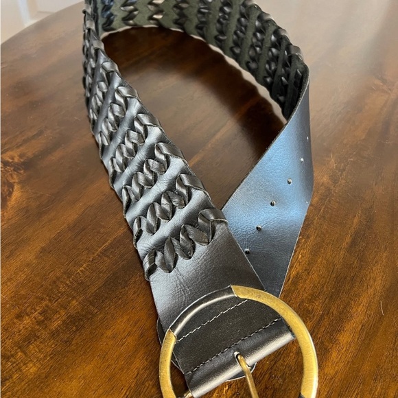 New Jag 3” Wide Black Belt with Buckle 4” Genuine Leather with Weaving XL - Picture 5 of 9